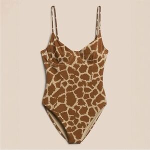 Brown Giraffe Print One-Piece Swimsuit
